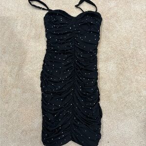 Hello Molly Black Strapless Dress with Rhinestone Details